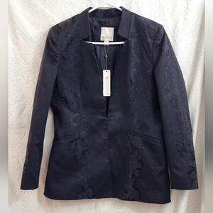 Spanner Women's Black Floral Embroidered Dress Jacket Pockets Size 6 NWT‎